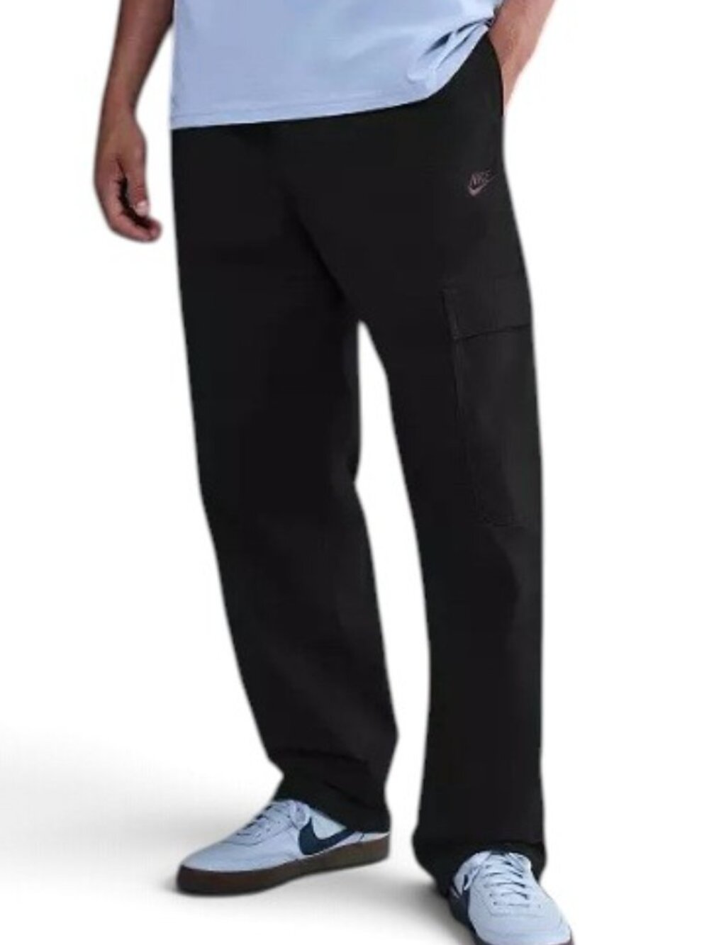 Nike Club Woven Baggy Cargo Pants Mens Black Ripstop Cinch Ankle Streetwear XXL